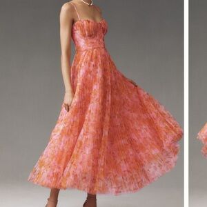 Hutch Amara Corset Pleated Tulle Fit & Flare Midi Dress